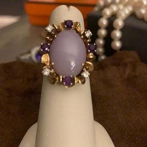 Purple calcedony vintage ring.